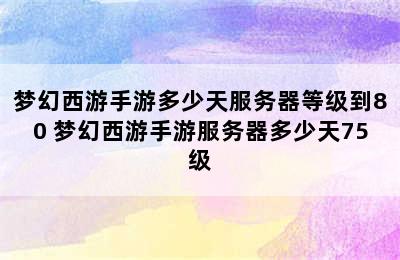 梦幻西游手游多少天服务器等级到80 梦幻西游手游服务器多少天75级